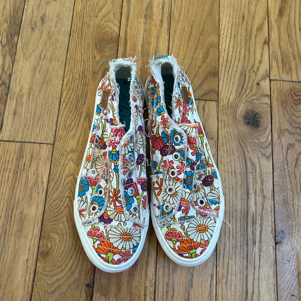 Blowfish Malibu Play Floral Print Canvas Slip On Sneakers Multi Color 10.5